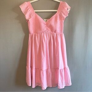 Allison & Kelly Short Sleeve Smocked Empire Waist Babydoll Tiered Mini Dress